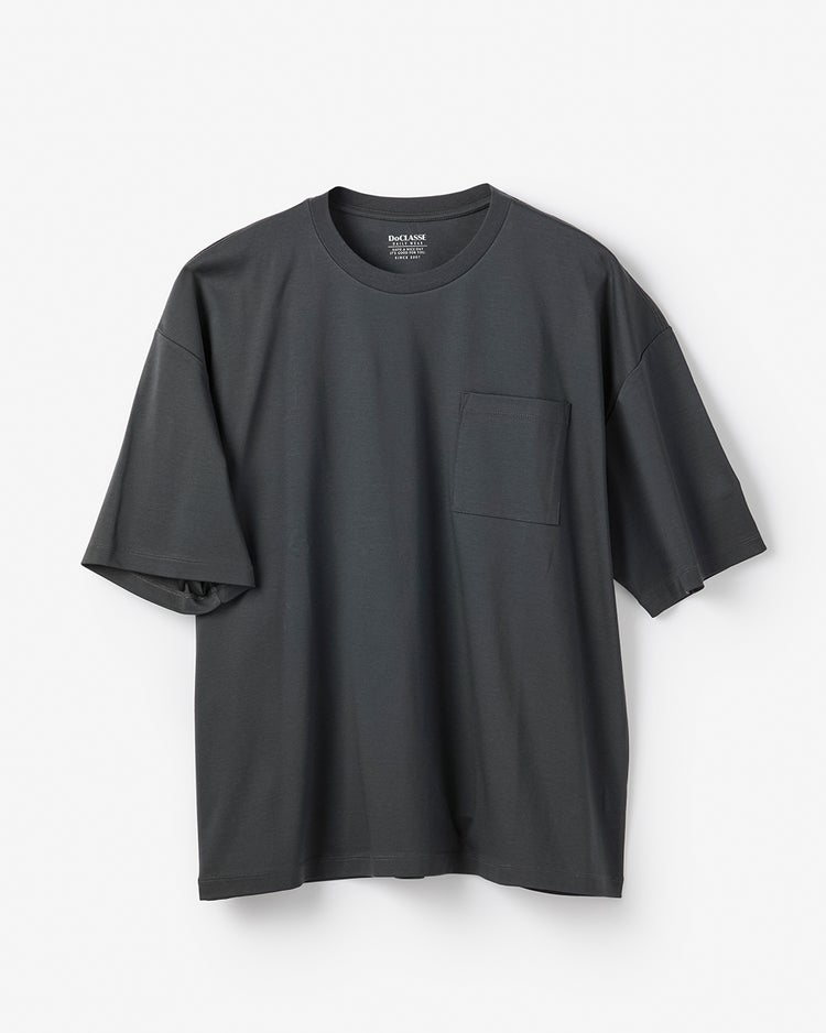 接触冷感・綿100%オーバーサイズT・5分袖 詳細画像 チャコール 1