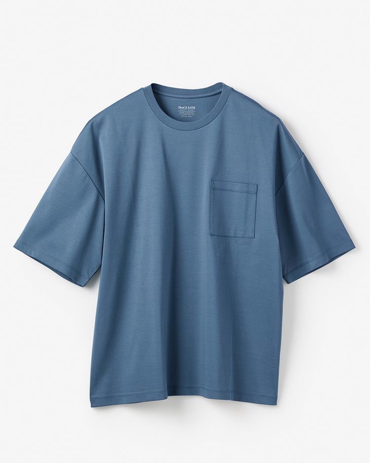 接触冷感・綿100%オーバーサイズT・5分袖 詳細画像 ブルーグレー 1