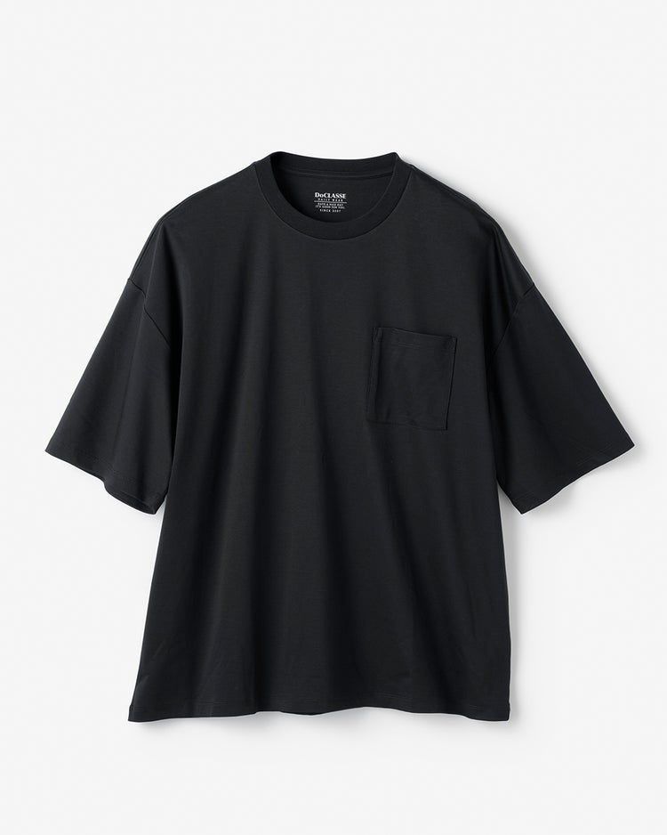 接触冷感・綿100%オーバーサイズT・5分袖 詳細画像 ブラック 1
