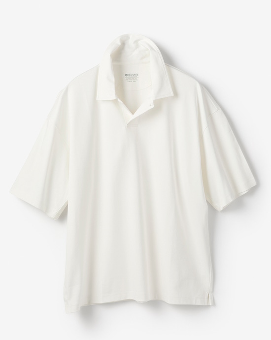 接触冷感・綿100%オーバーサイズポロ・5分袖
