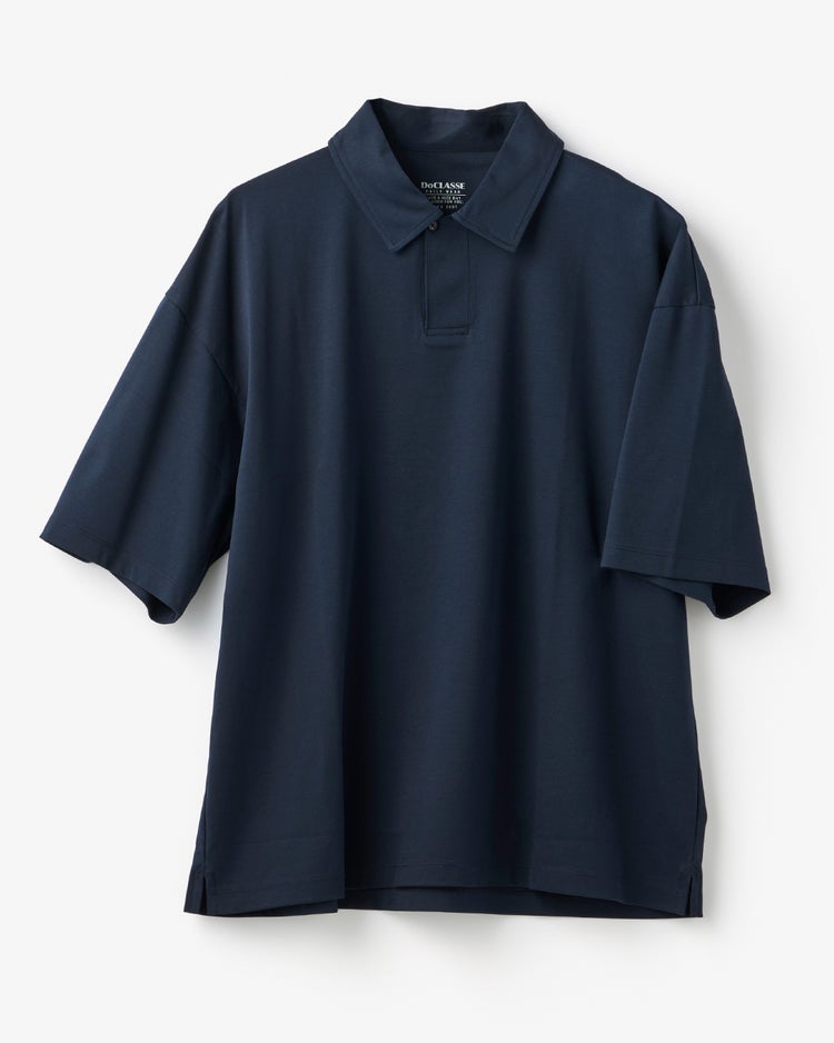 接触冷感・綿100%オーバーサイズポロ・5分袖 詳細画像 ネイビー 1