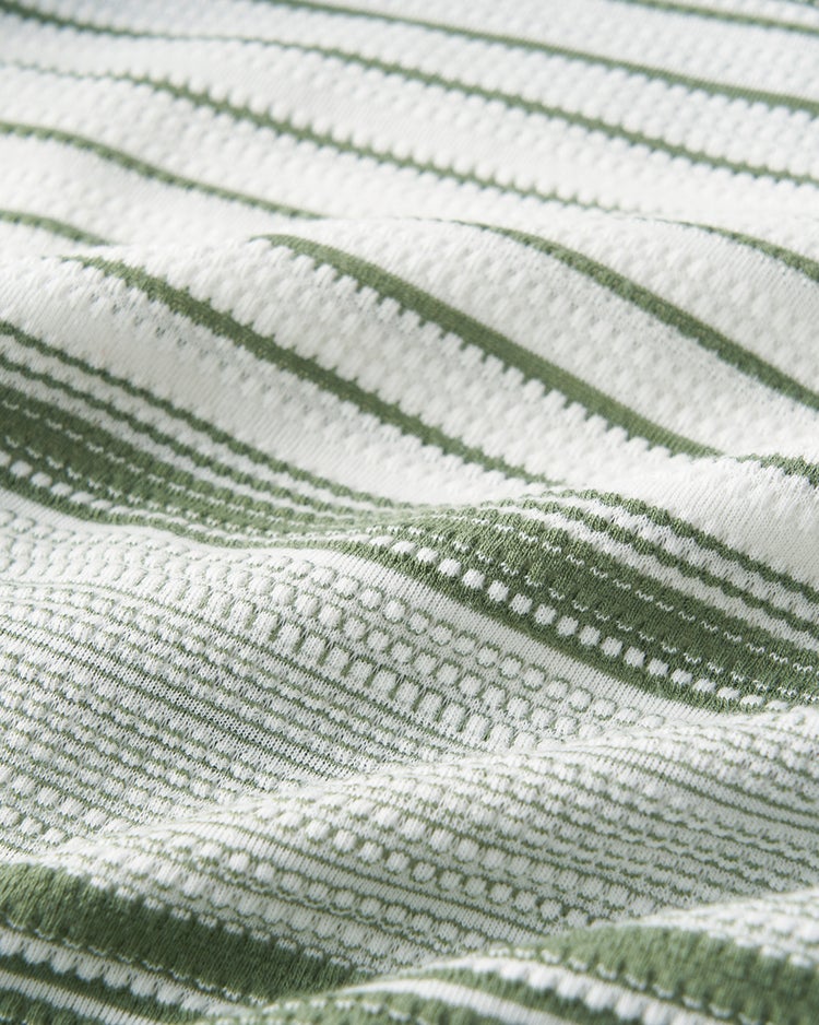 重ね着風・立体編みボーダーセーター 詳細画像 グリーン&times;ホワイト 3