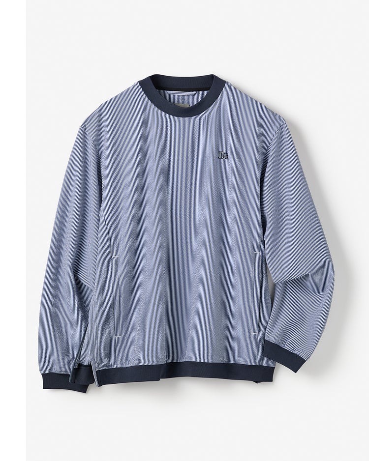 速乾伸縮シアサッカーゴルフプルオーバー 詳細画像 ブルーストライプ 1