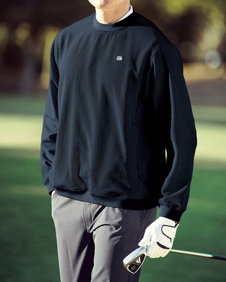 速乾伸縮シアサッカーゴルフプルオーバー 詳細画像 ネイビーストライプ 1