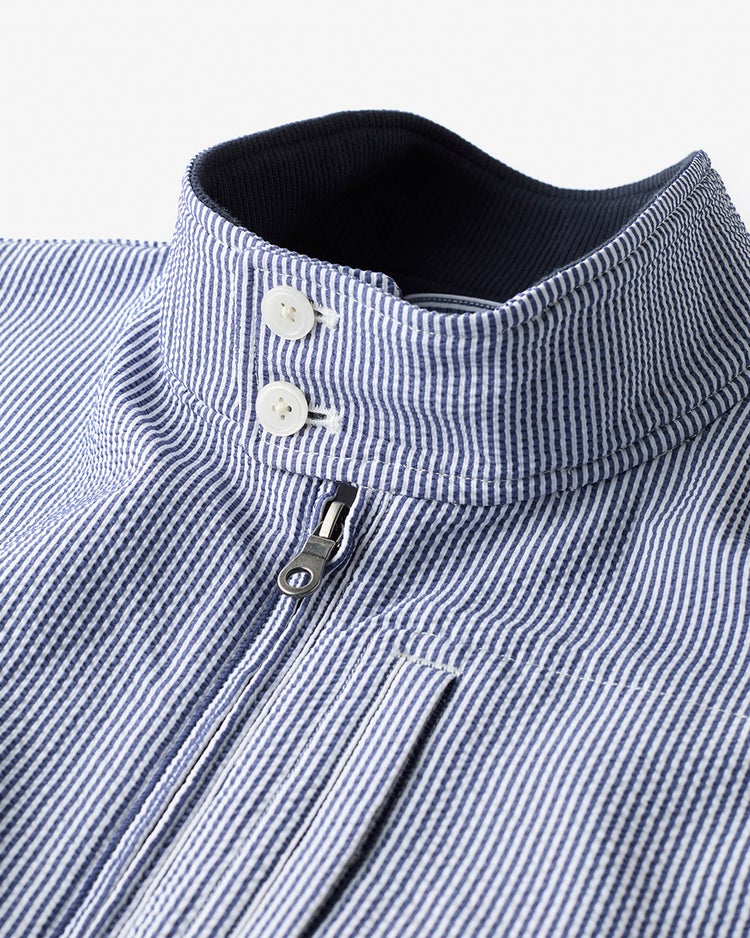 360&deg;伸縮シアサッカー清涼ドライジャケット 詳細画像 ブルーストライプ 2