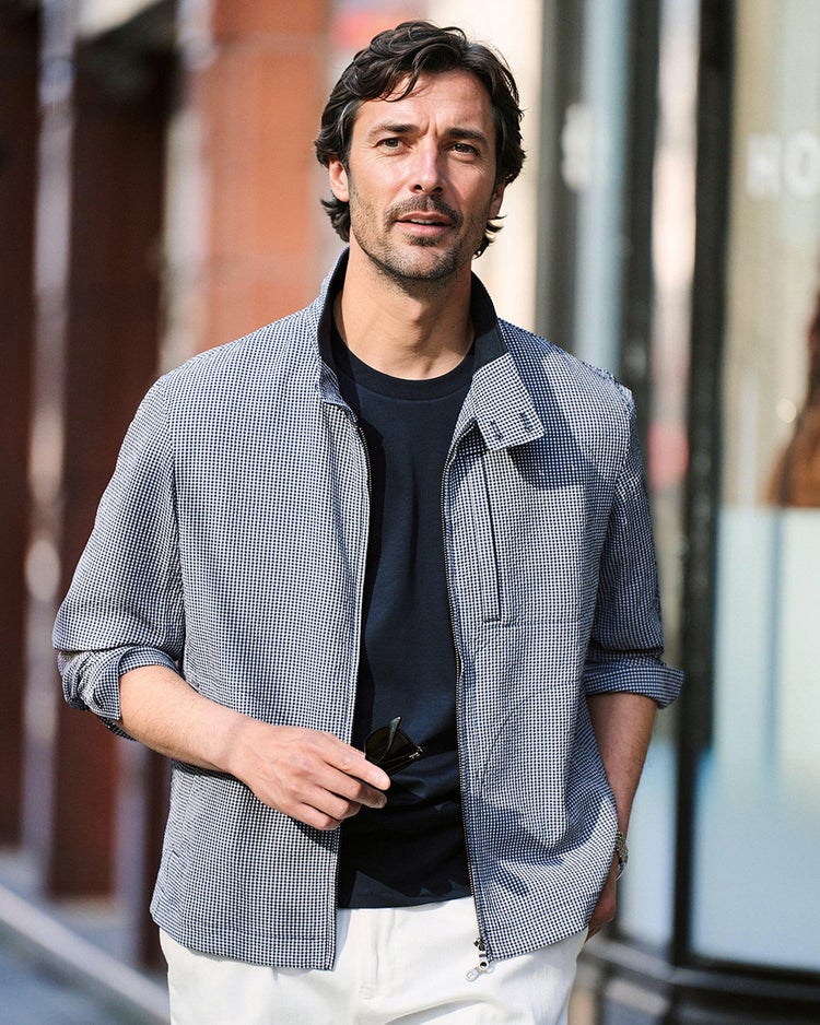 360&deg;伸縮シアサッカー清涼ドライジャケット 詳細画像 ネイビーギンガム 1