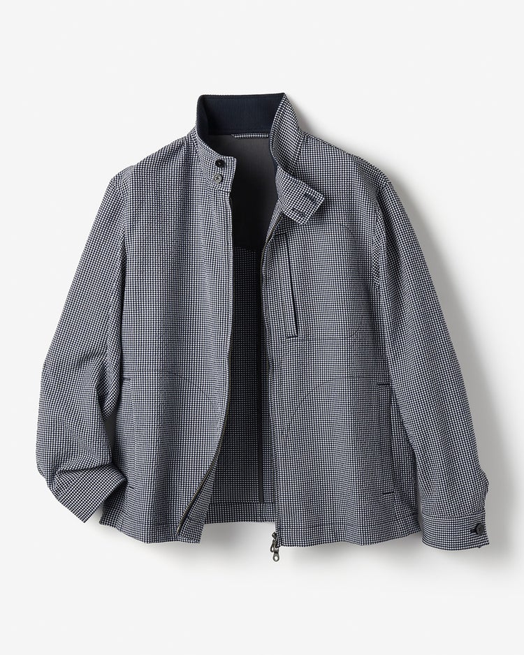 360&deg;伸縮シアサッカー清涼ドライジャケット 詳細画像 ネイビーギンガム 2