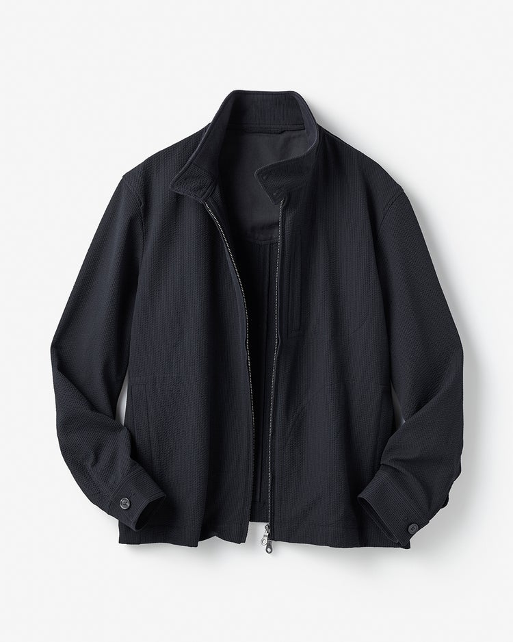 360&deg;伸縮シアサッカー清涼ドライジャケット 詳細画像 ネイビーストライプ 1