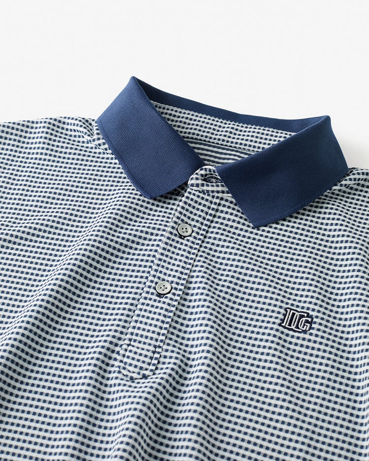 軽量ドライ多機能ゴルフポロ 詳細画像 ネイビー&times;ホワイト 2