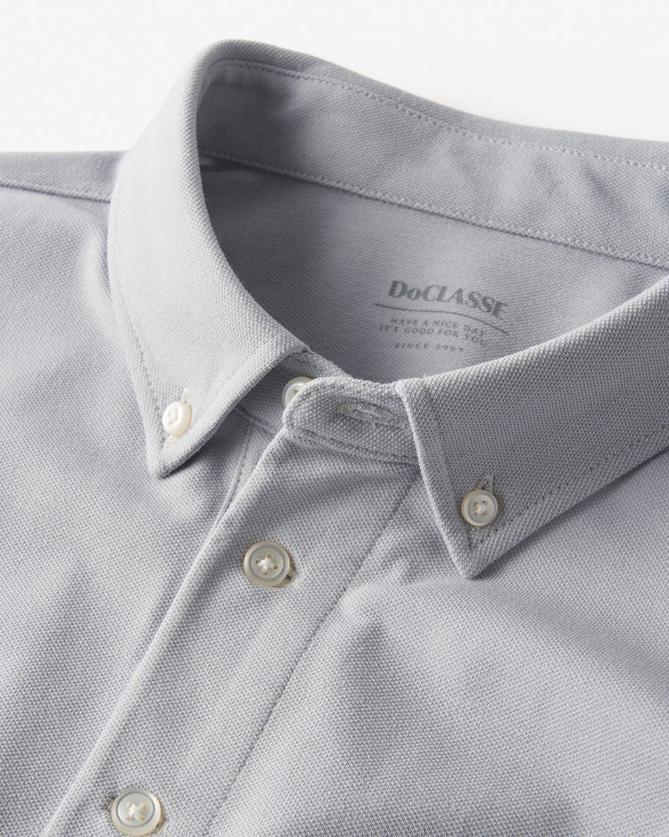 台衿付き速乾ビズポロ長袖 詳細画像 ライトグレー 2