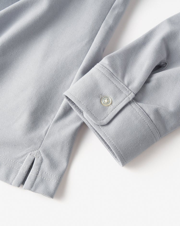 台衿付き速乾ビズポロ長袖 詳細画像 ライトグレー 3