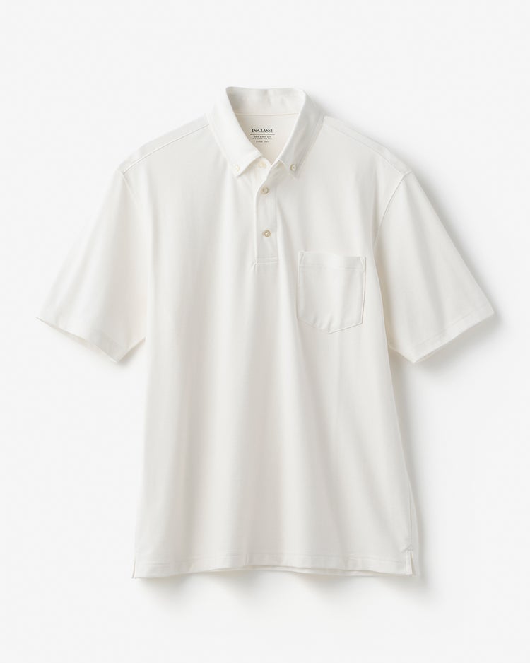 台衿付き速乾ビズポロ半袖 詳細画像 ホワイト 1