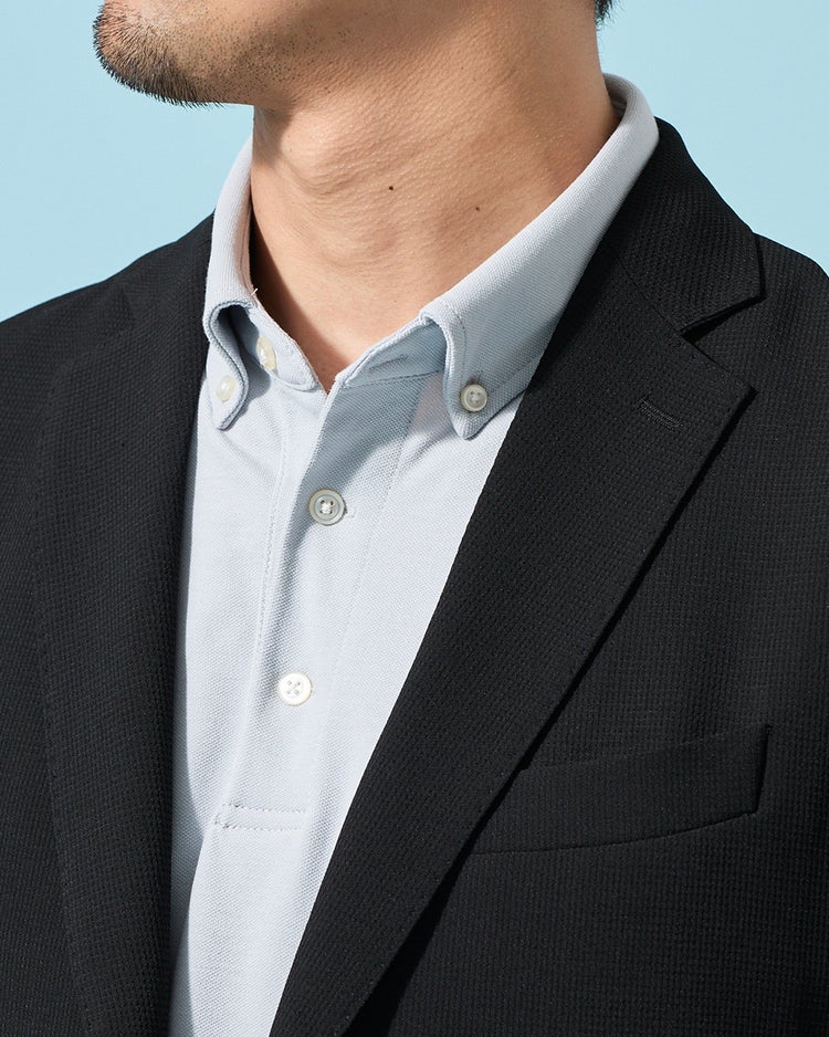 台衿付き速乾ビズポロ半袖 詳細画像 ライトグレー 3