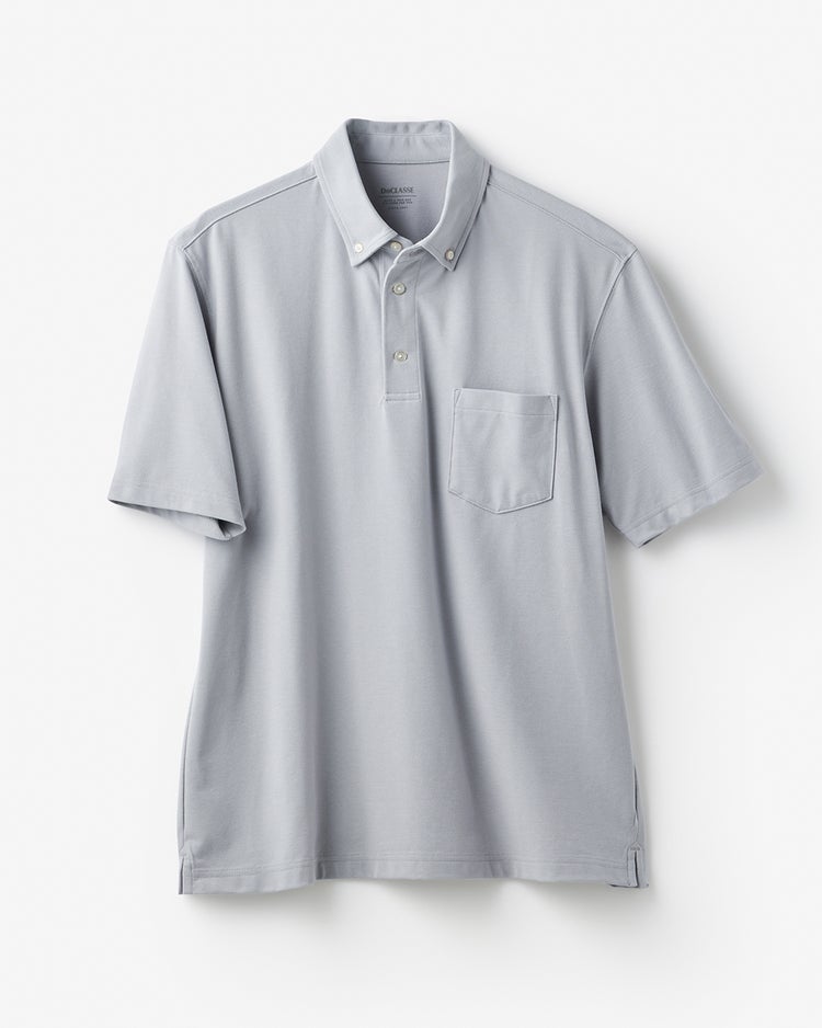 台衿付き速乾ビズポロ半袖 詳細画像 ライトグレー 4