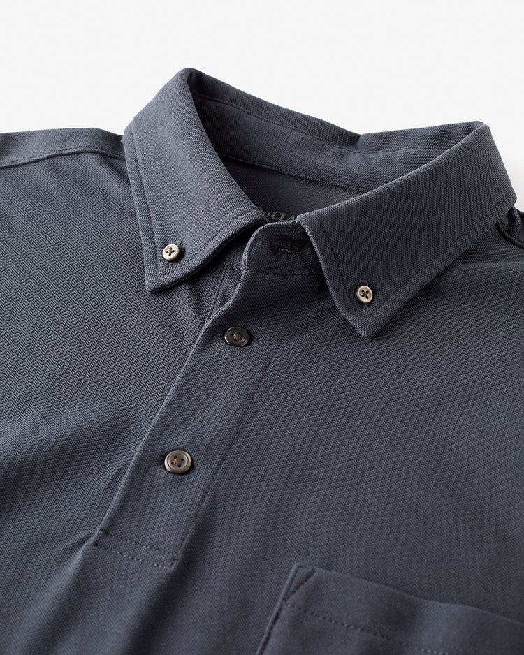 台衿付き速乾ビズポロ半袖 詳細画像 チャコール 2