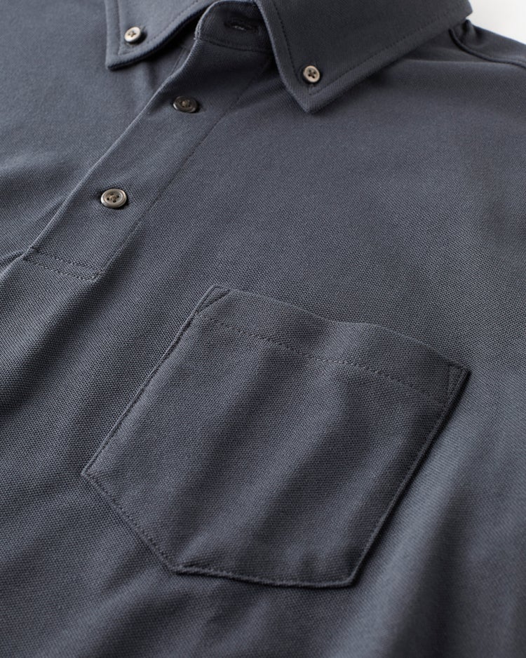 台衿付き速乾ビズポロ半袖 詳細画像 チャコール 3