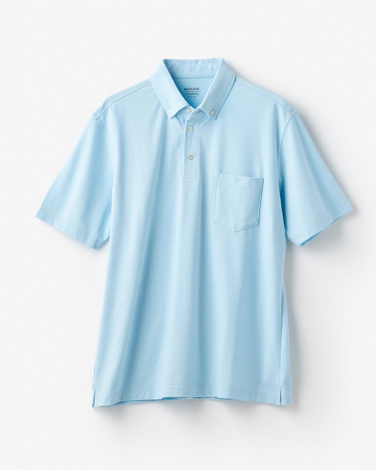 台衿付き速乾ビズポロ半袖 詳細画像 サックス 1