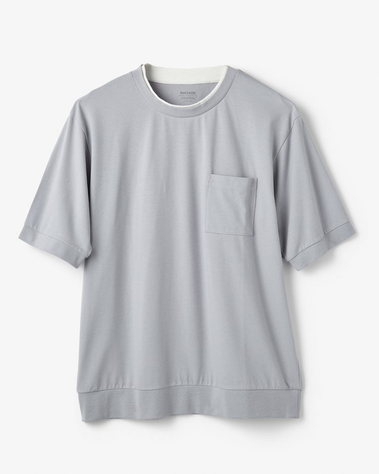 フェイクレイヤードネックドライTシャツ 詳細画像 ライトグレー 1