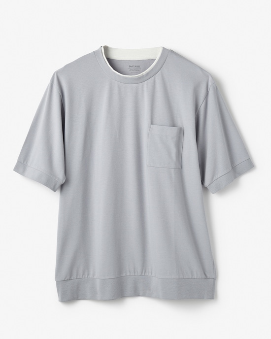 フェイクレイヤードネックドライTシャツ