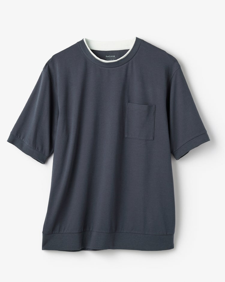 フェイクレイヤードネックドライTシャツ 詳細画像 チャコール 2