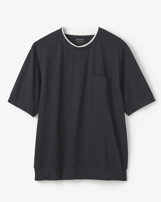 フェイクレイヤードネックドライTシャツ
