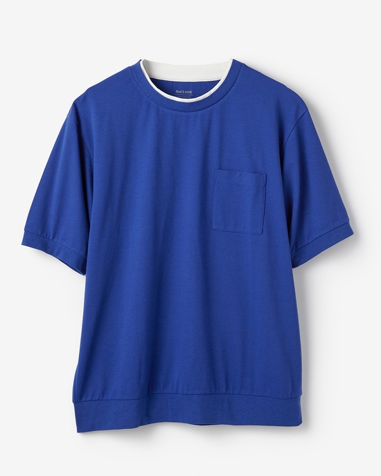 フェイクレイヤードネックドライTシャツ