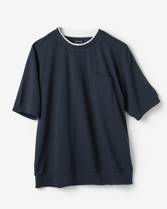 フェイクレイヤードネックドライTシャツ