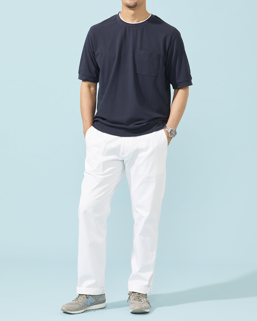 フェイクレイヤードネックドライTシャツ/DoCLASSE
