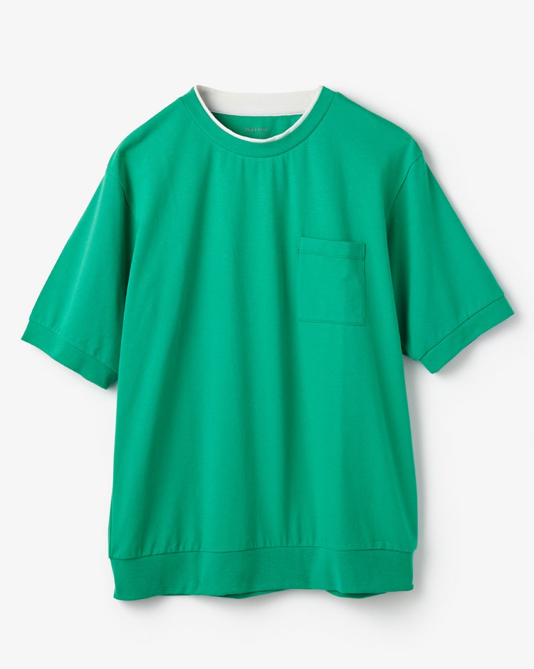 フェイクレイヤードネックドライTシャツ 詳細画像 グリーン 1