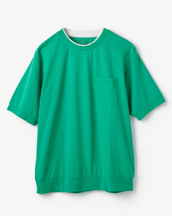 フェイクレイヤードネックドライTシャツ