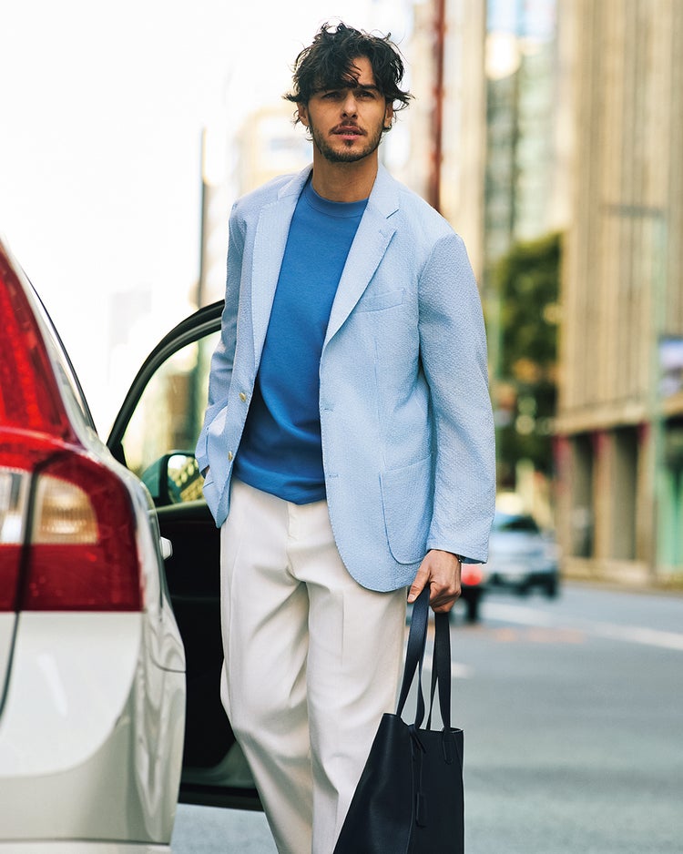 シアサッカードライストレッチジャケット 詳細画像 ブルーストライプ 1