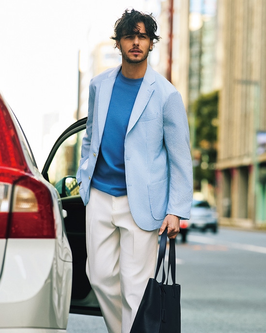 シアサッカードライストレッチジャケット