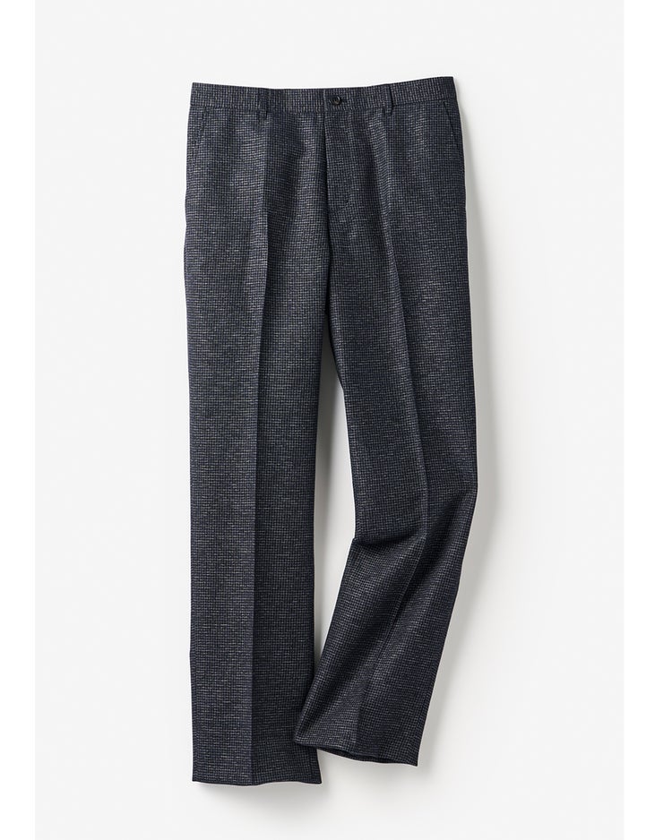 麻混からみ織りドライパンツ・ノータック 詳細画像 チャコール千鳥 1