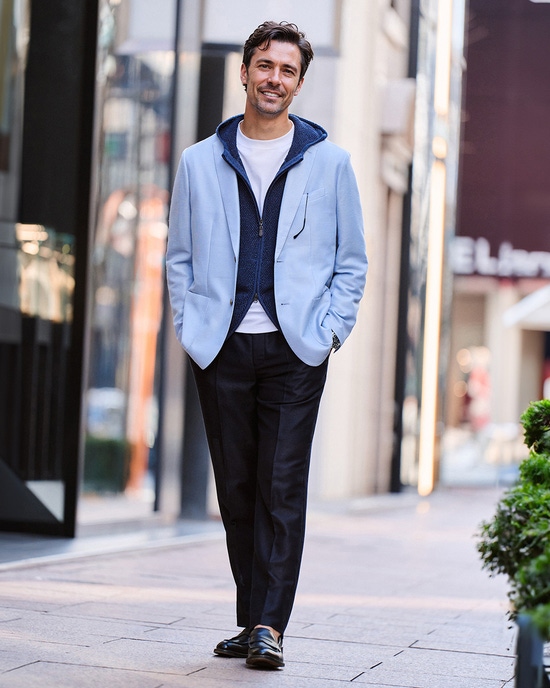 麻混からみ織りドライパンツ・ノータック