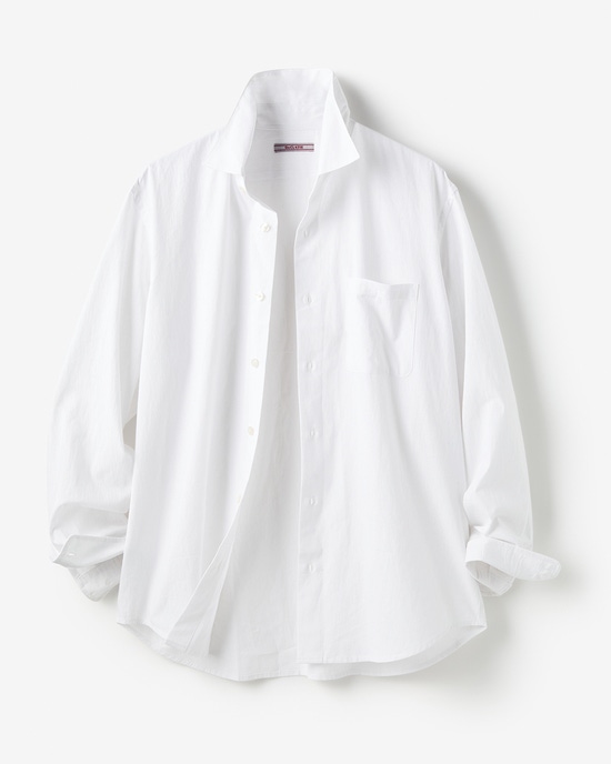 COOLMAXリネン混シャツ長袖