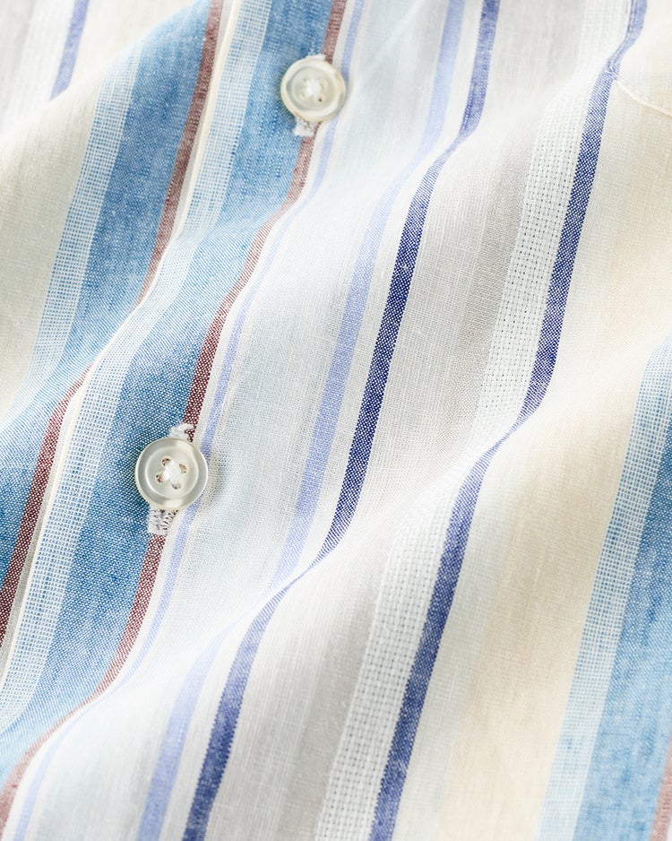 COOLMAXリネン混シャツ長袖 詳細画像 ベージュストライプ 2
