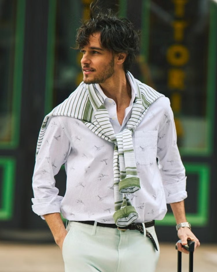 COOLMAXリネン混シャツ長袖 詳細画像 ホワイトパターン 1