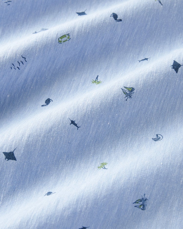 COOLMAXリネン混シャツ長袖 詳細画像 サックス・パターン 2