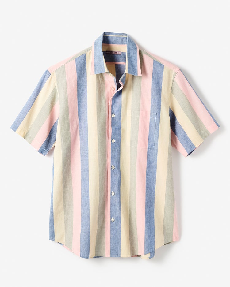 COOLMAXリネン混シャツ半袖 詳細画像 ピンクストライプ 2