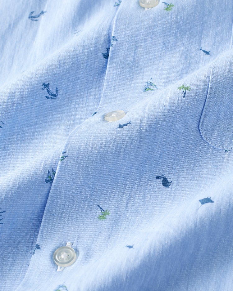 COOLMAXリネン混シャツ半袖 詳細画像 サックス・パターン 2