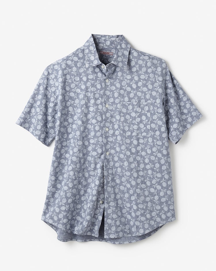 COOLMAXリネン混シャツ半袖 詳細画像 ネイビーパターン 1