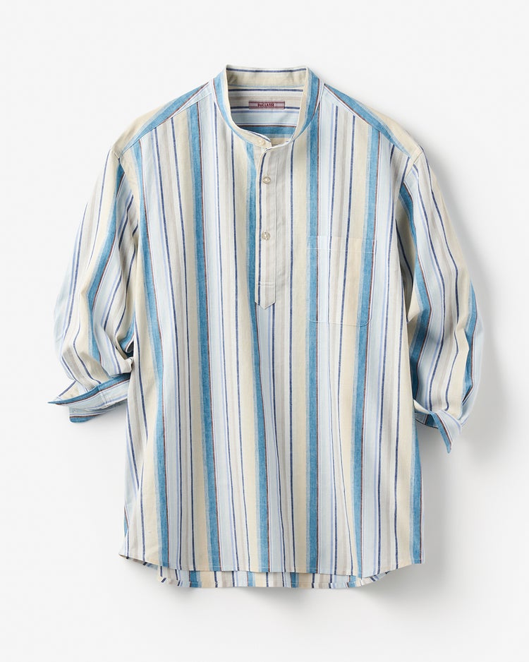 COOLMAXリネン混プルオーバー7分袖 詳細画像 ベージュストライプ 1