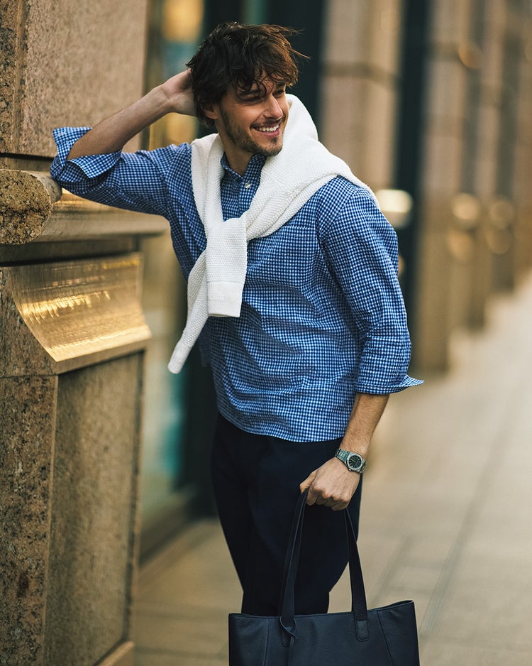 COOLMAXリネン混プルオーバー7分袖 詳細画像 ネイビーチェック 1