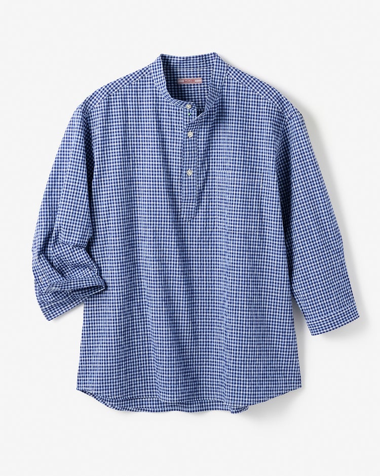 COOLMAXリネン混プルオーバー7分袖 詳細画像 ネイビーチェック 2