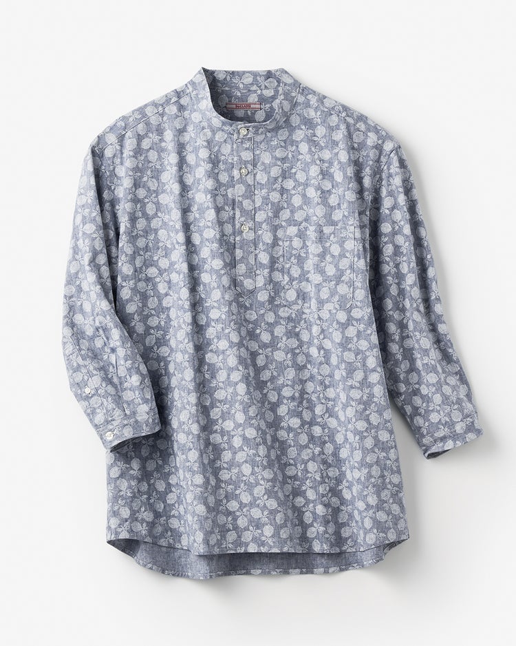 COOLMAXリネン混プルオーバー7分袖 詳細画像 ネイビーパターン 1