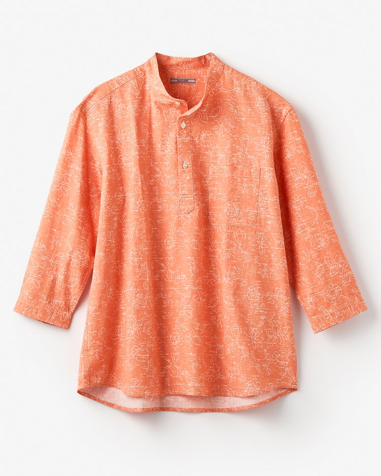 COOLMAXリネン混プルオーバー7分袖 詳細画像 オレンジパターン 1