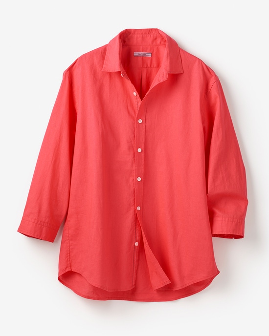 コットンリネン混ウォッシュ加工シャツ7分袖