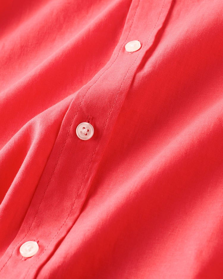 コットンリネン混ウォッシュ加工シャツ7分袖 詳細画像 コーラルレッド 2