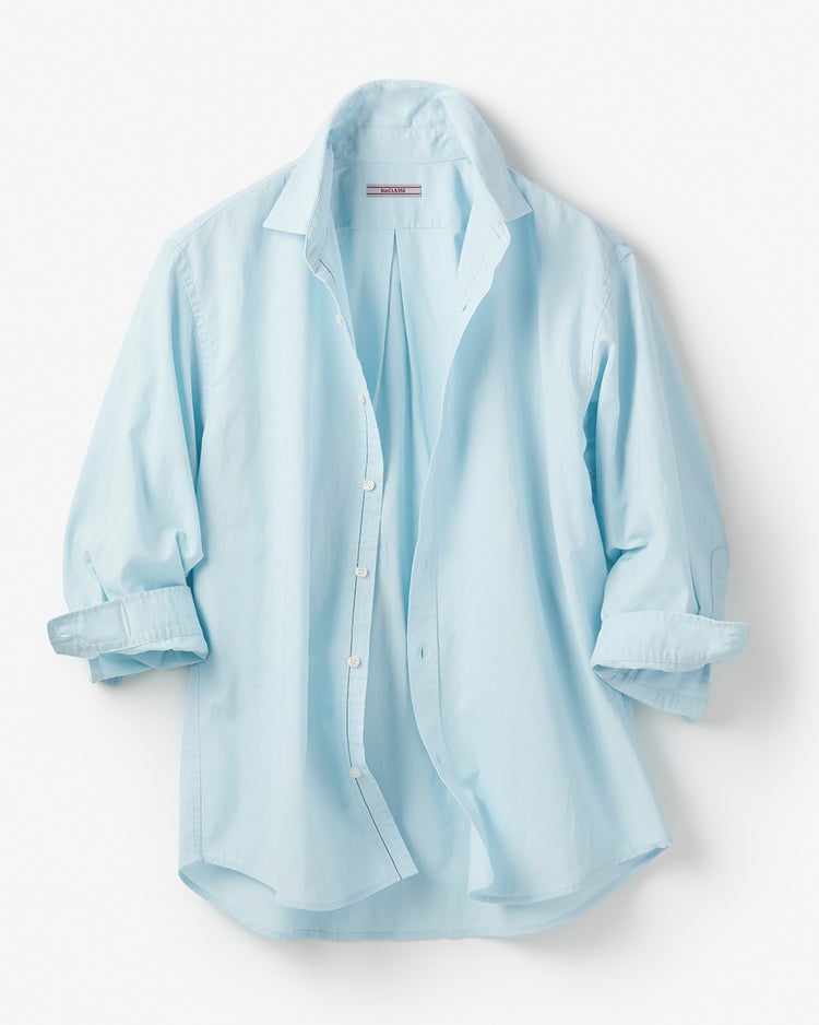 コットンリネン混ウォッシュ加工シャツ7分袖 詳細画像 サックス 1