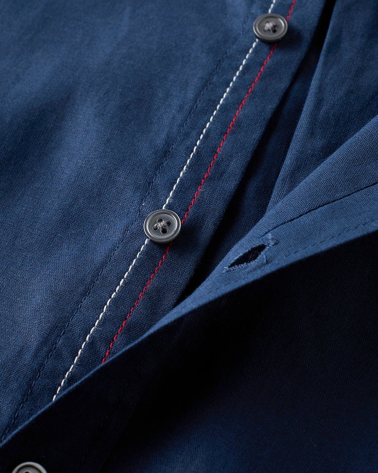 コットンリネン混ウォッシュ加工シャツ7分袖 詳細画像 ネイビー 3